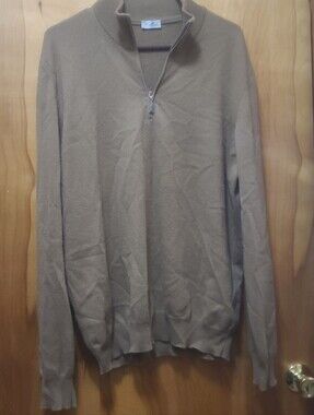 Cellini 100% Cashmere Lightweight Pull Over 3/4 Zip Sweater Size 54 Euro (XL US)